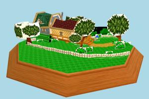 Marios House mario, house, home, land, bed, country, town, city, lowpoly